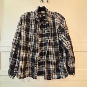 L.L. Bean Traditional Fit Black & White 100% Cotton Plaid Button Down